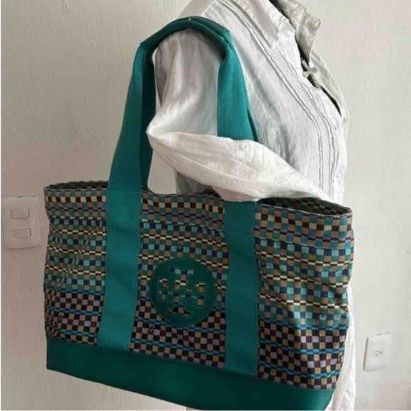 Tory Burch Multicolor Checkered Tote - Picture 3 of 11